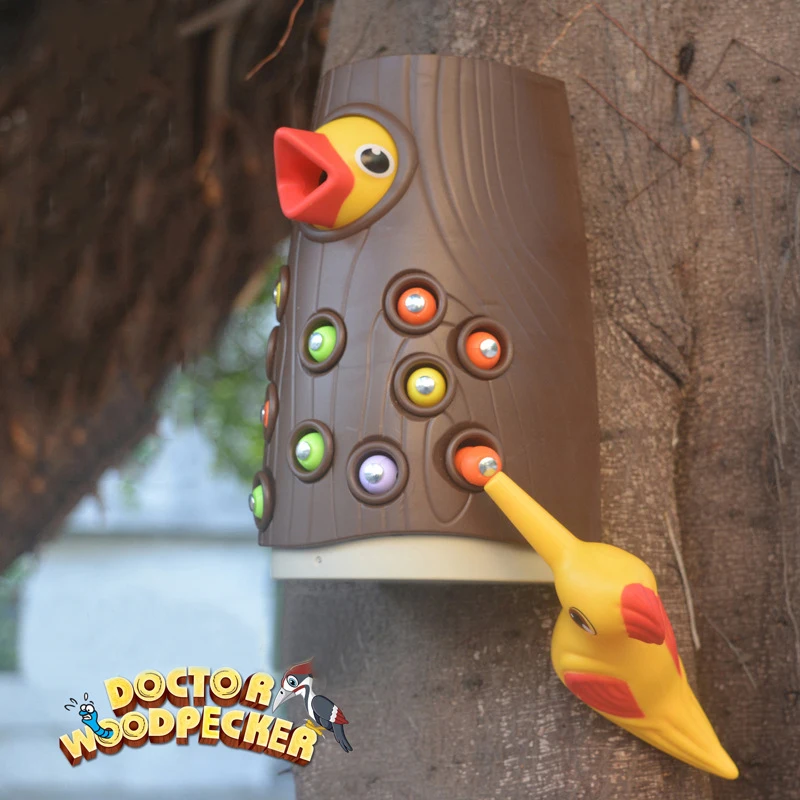 Montessori Toy Woodpecker Magnetic Catch Worm Bugs Small Birds Feeding Game Toys for Children Kids Early Educational Family | Игрушки и
