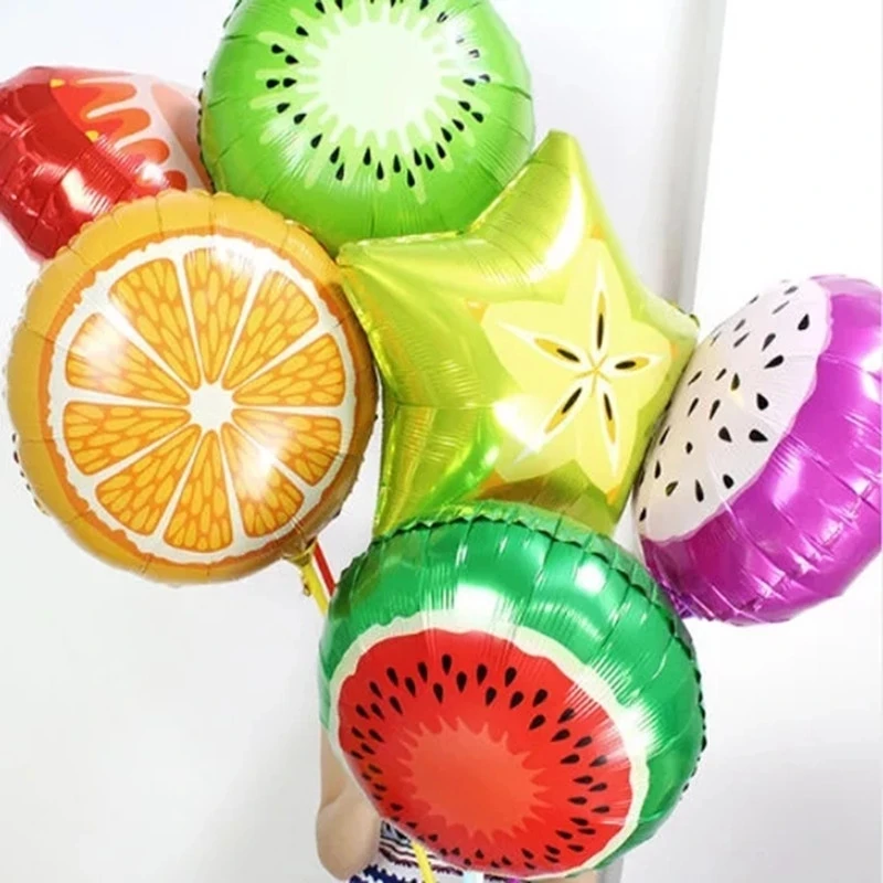 

10Pcs 18inch Fruit Foil Balloon Peach Watermelon Kiwi Strawberry Orange Pineapple Summer Party Decoration Supplies Kids Toy Ball