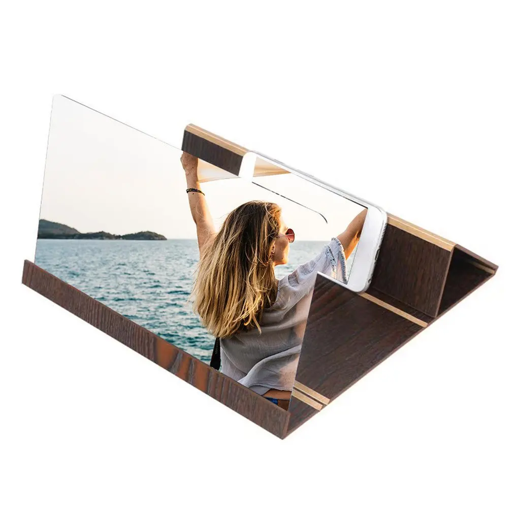 

Wood grain 12 inch mobile phone sn amplifier wood grain mobile phone bracket amplifier HD 3D movie