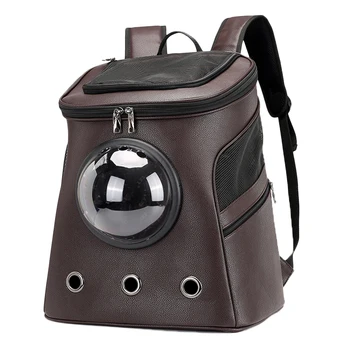 

Pets Dog Cat Backpack Travel Pet Products Cat Carrier PU Breathable Space Capsule Astronaut Puppy Double Shoulder Bag for 10kg
