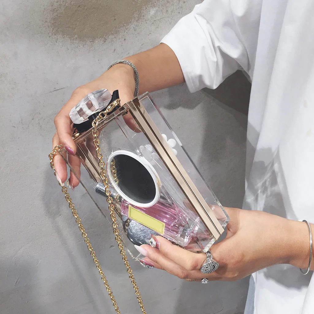 Женская сумка через плечо мессенджер прозрачная маленькая квадратная с