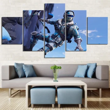 

5 pieces of two week battle royal battle card video game poster fortress picture landscape mural living room decorative canvas