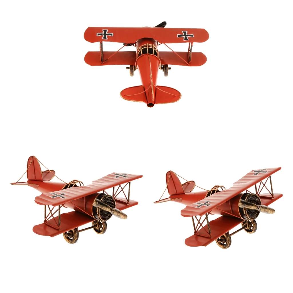 3pcs Vintage Biplane Metal Diecast Model Toy, Desktop Decorations for Home, Office, Study Room, Bookshelf