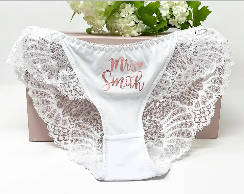 Personalized wedding lace Bridal Panties, custom Bridal Shower