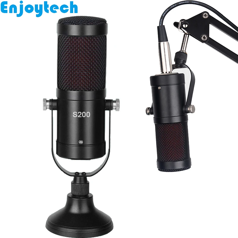 

New Live Streaming Cardioid Condenser Microphone with Holder 3.5mm Interface MIC for Video Recording Mobile Phones Vlog