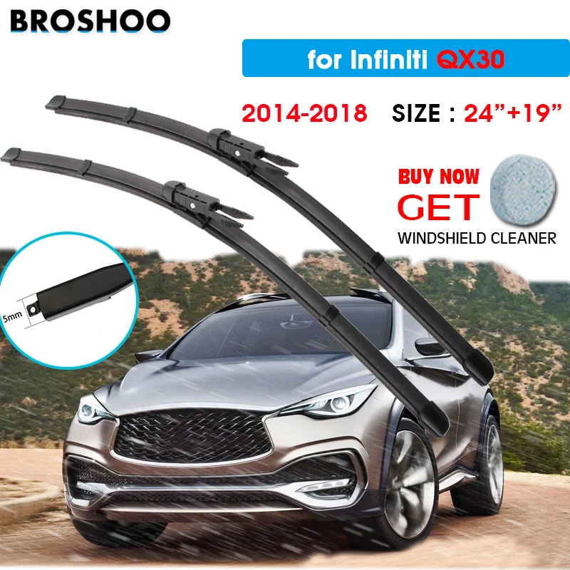 

Щетка стеклоочистителя для Infiniti QX30 24 "+ 19" 2014-2018 Авто Стеклоочистители для лобового стекла лезвия для мытья окон подходит для U Hook Arms