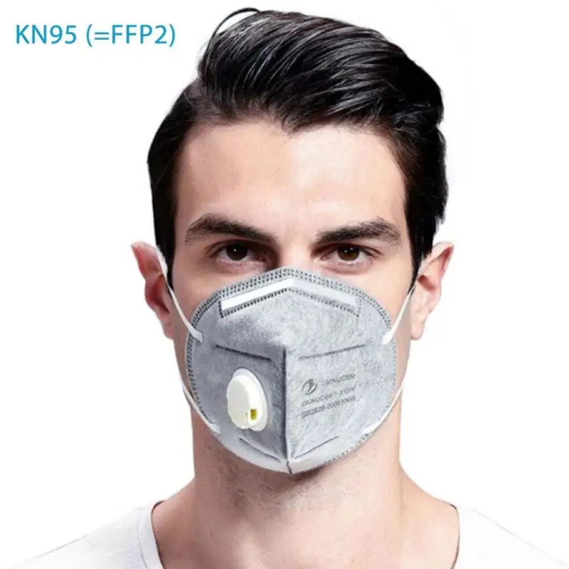 

1/5/10 pcs 6 Layer KN95 Mask Equivalent To FFP2 With Breathing Valve Face Mask N95 Protection Face Dustproof Mask Protection