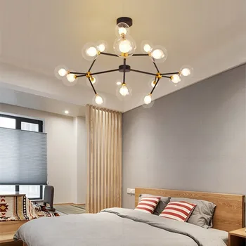 

Black Flush Mount Chandelier Lighting Bubble Chandelier Tree Branch Round Ball Chandelier Lighting Living Bedroom Kitchen Glass