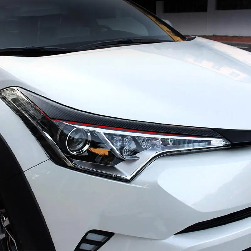 For Toyota C-HR CHR 16~18 ABS Carbon Fiber Style Front Headlight Lamp Cover Trim