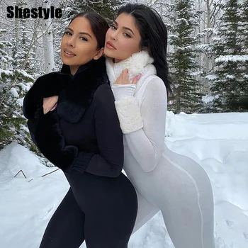 

Shestyle Solid Bodycon Sexy Fitness Jumpsuit Women Spring Back Zipper White Black Leggings Elastic Clubwear Rompers Overalls