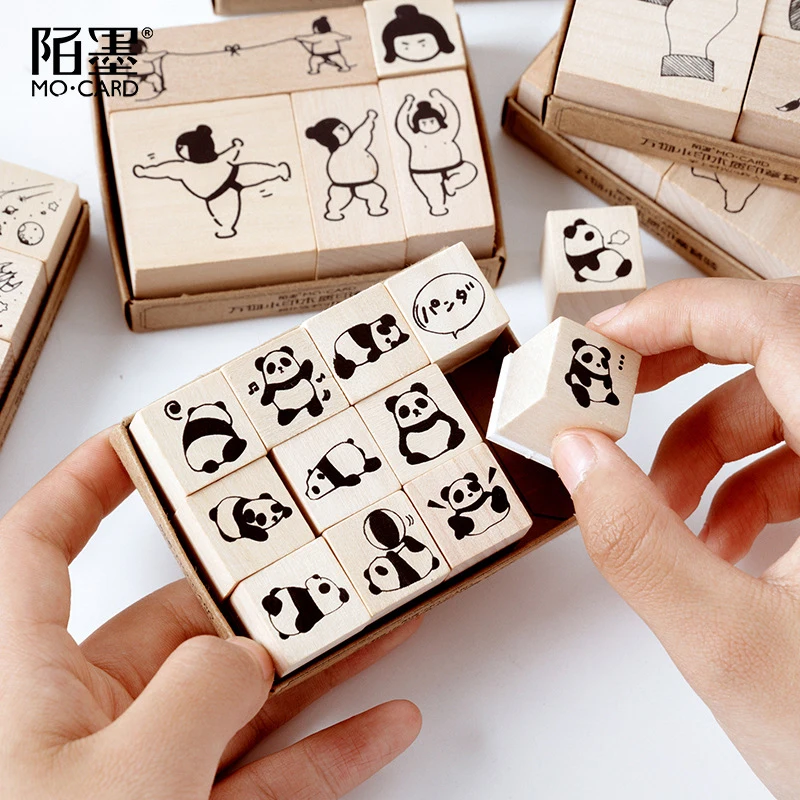 1 комплект Kawaii мультфильм штамп DIY деревянные резиновые штампы для scrapbooking