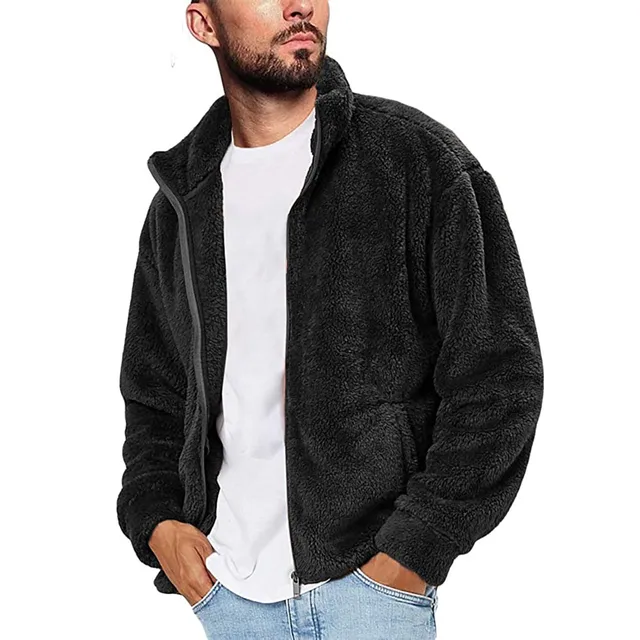 Mens Fuzzy Sherpa Jacket Casual Winter 