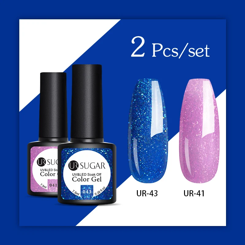 2pcs Ur Sugar 2 шт Блестящий УФ-гель набор розовый Красный Цветной Гель-лак для ногтей Гибридный полуперманентный впитывающий гель для ногтей маникюрный лак - Цвет: 2pcs