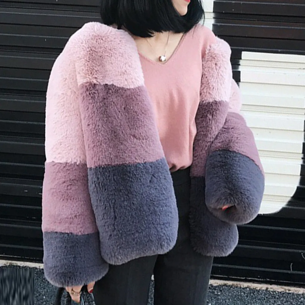 

KANCOOLD coats Women Plus Size Short Faux Outerwear Warm Furry FauxLong Long Sleeve fashion coats and jackets women 2019Sep26
