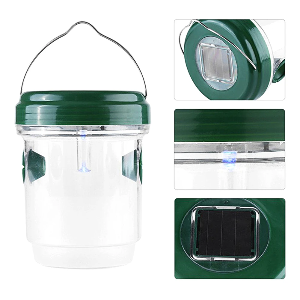 Bee Catcher with Solar LED Lamp Bee-catching Machine Wasp Insect Trap Tilters Large Amount for Farm Garden Beeworking Hot Sale O