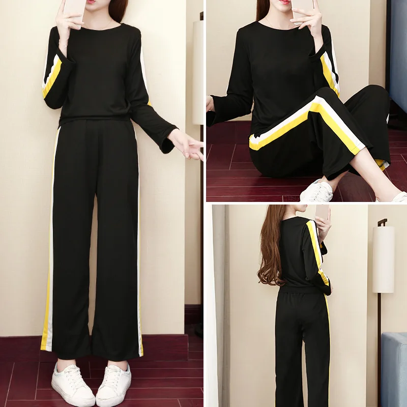 

2019 Spring And Autumn WOMEN'S Suit-Style Debutante Elegant High-waisted Slimming Loose Pants Retro Hong Kong Flavor Set Two-Pie