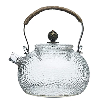 

700Ml Teapot Cold Kettle Hammer Heat-Resistant Glass Transparent Copper Handle Beam Pot Can Be Heated Kettle