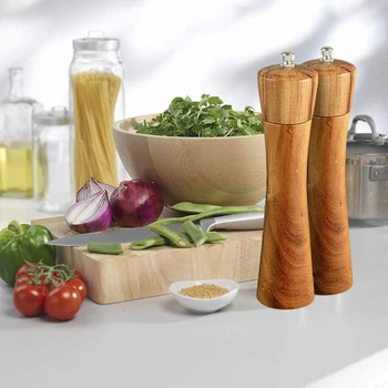 

Wooden Salt and Pepper Grinder, Adjustable Manual Salt Grinder, Acacia Wood, Pepper Mill with Ceramic Core(2 PCS)
