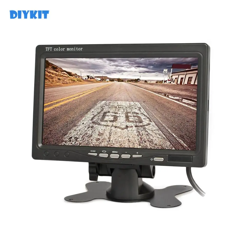 DIYKIT DC12V-24V 7 &quotTFT ЖК-дисплей заднего вида автомобильный монитор с 2 видео входом для