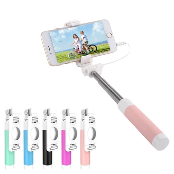 

Wired Selfie Stick Monopod With Mirror Foldable Portable For iPhone Android Mobile Phone @M23