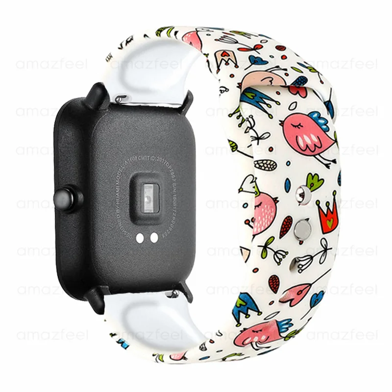 20mm Strap For Amazfit Bip Lite Bracelet Silicone For Huami Amazfit gts GTR 42MM Watch Strap Printed Wristband Accessories - Цвет: Color 1