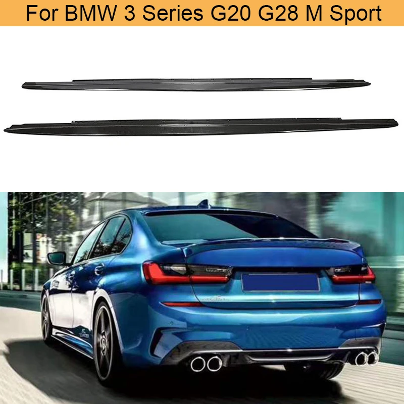 Комплект карбоновых боковых юбок для BMW 3 серии G20 G28 M Sport 2019 2020 ABS глянцевые черные