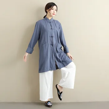 

New Style Frog Shirt Coat Women's Thin Slit Loose Casual Slimming Versatile Solid Color Long Trench Coat Shirt long coat woman