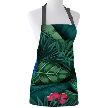 

Animal Parrot Tropical Plant Green Leaf Print Apron Print Unisex Kitchen Bib with Adjustable Neck for Cooking Gardening