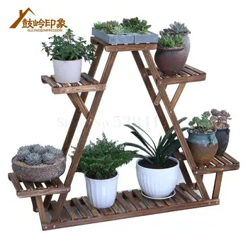 

Flower Stand Living Room Green Shelf Rack Solid Wood Assembly Balcony Floor Simple Flower Shelf Multi-layer Indoor Special Offer