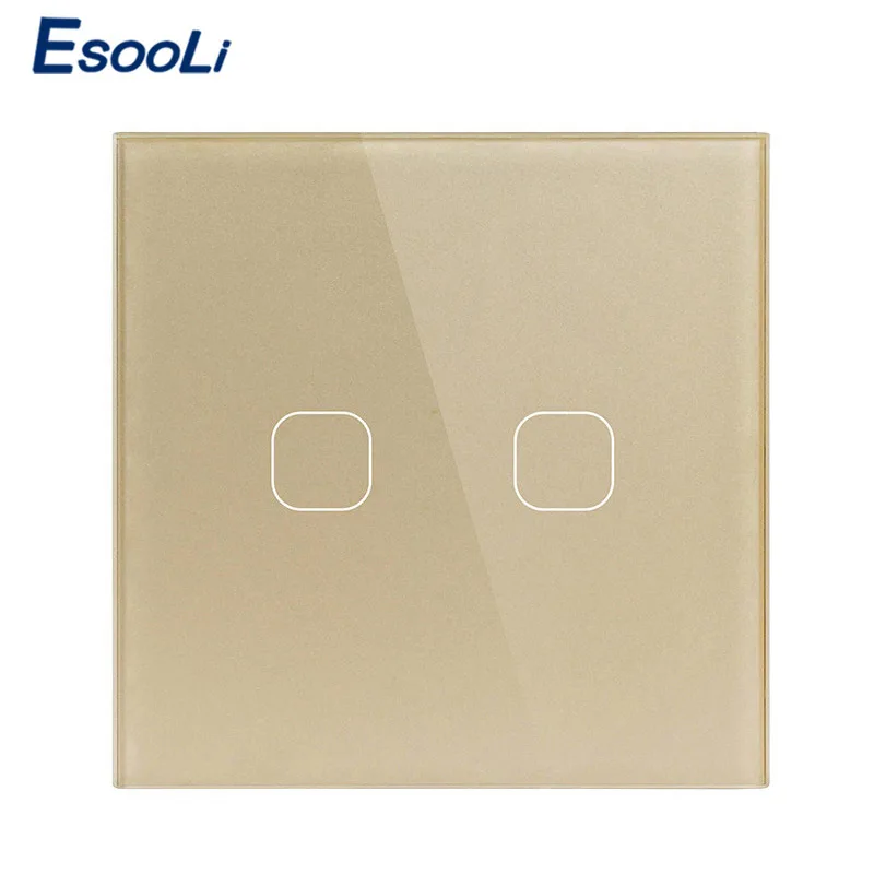 

Esooli Touch Switch 2 Gang 1 Way,Wall Light Touch Screen Switch,Crystal Glass Switch Panel,Can not be remotely controlled