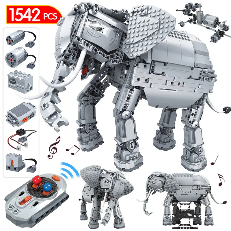 

1542pcs Creator Remote Control Machinery Building Blocks Legoingly Technic RC Elephant Animal Electric Bricks Toys for Children
