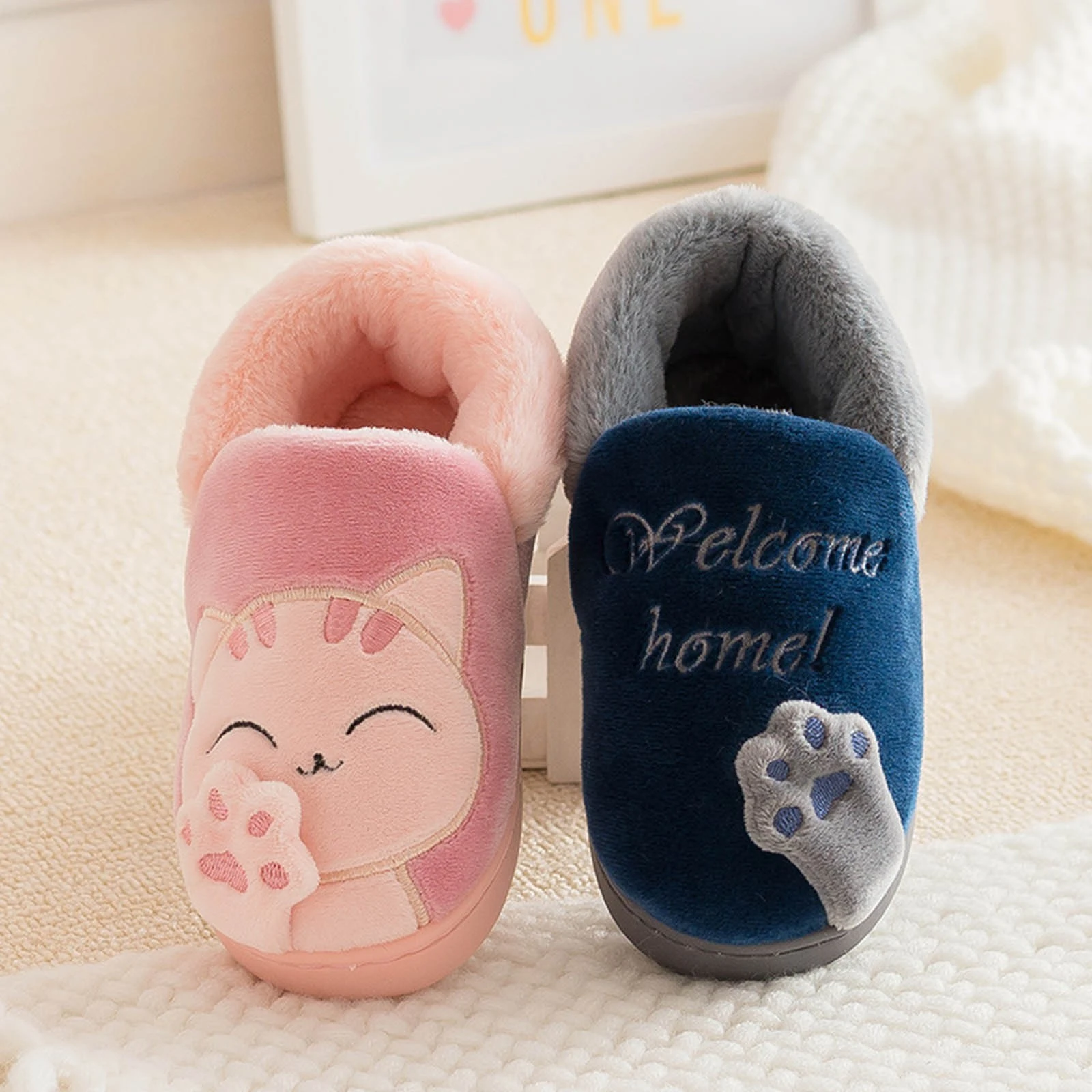 girls leather shoes Kids Baby Boys Girls Winter Slippers Cartoon Cat Non-slip Home Indoors Shoes Fashion Warm Children Bedroom Shoes Slippers comfortable sandals child