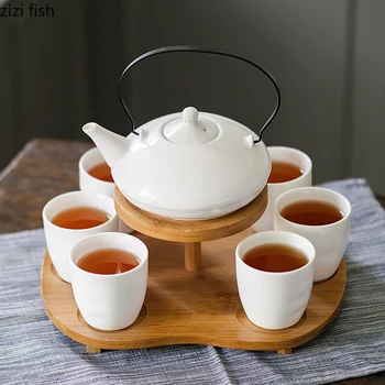 

Double Frame English Afternoon Tea Set, European Ceramic Coffee Cup and Tea Set 6 Cups and 1 Pot with Tray Teapot Set
