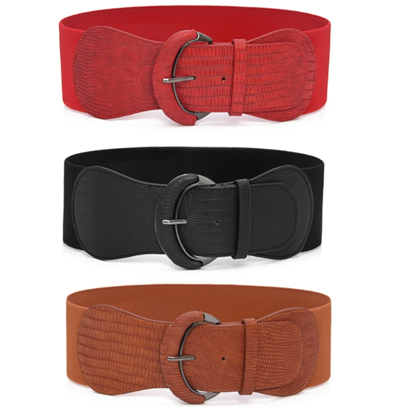 Ladies Luxury Waist Belts For Dress Pu Leather Elastic Band Waist Belt