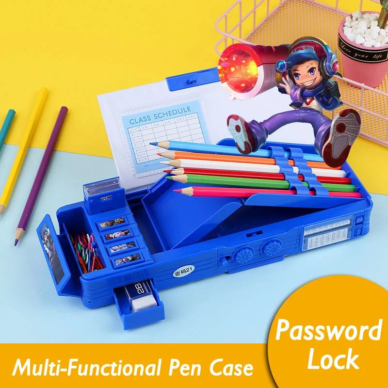TRANSFORMERS Double Layer Pencil Box Cartoon Pattern Password Pen Cases Large Capacity Stationery Office School Storage Bag Gift |