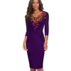 Nice-forever New Spring Embroidery Flower Elegant Office Dress Business Work Sheath Vintage Slim Dress btyB330 ► Photo 3/6