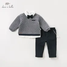 DB11844 dave bella/осенние комплекты модной одежды для маленьких мальчиков костюмы с длинными рукавами для мальчиков