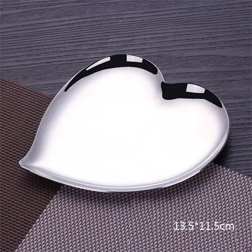 JINSERTA металлический лоток для хранения обеденное блюдо столовая посуда, нержавеющая сталь фруктовый десерт набор посуды для снеков Настольный декоративный поддон - Цвет: Heart
