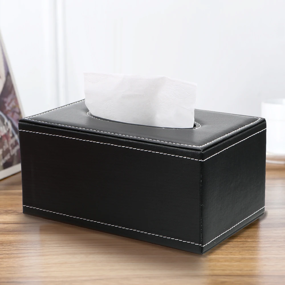 Home Kitchen Organization Home Supplies PU Leather Tissue Box Rectangular Tissue Paper Napkin Box Paper Holder Anti-moisture 4