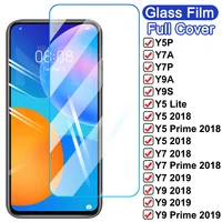 Vidrio de protección 15D para Huawei Y5P Y7A Y7P Y7S Y8P Y8S Y9A Y9S Y6P Y6S, vidrio templado Y7 Y9 Y5 Prime 2018 2019 Y5 Lite Film