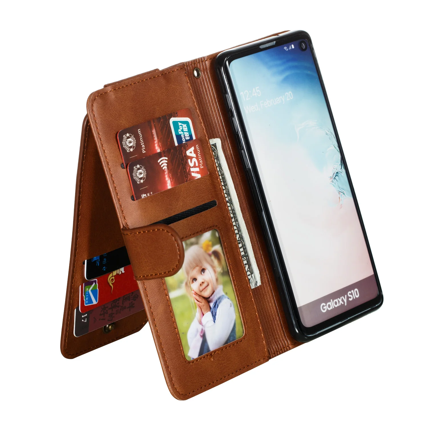 Flip Wallet For Samsung Galaxy S10 S8 S9 Plus S7 Edge S10E Lite Zipper Leather Case Card Slot Stand Cover Mobile Phone Bag