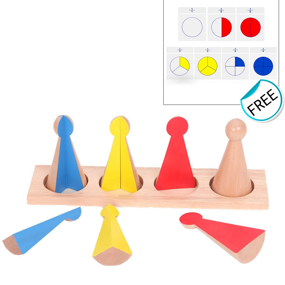 

Wooden Montessori Large Fraction Skittles Montessori Educational toys For Children Math Material baby toys No1346w