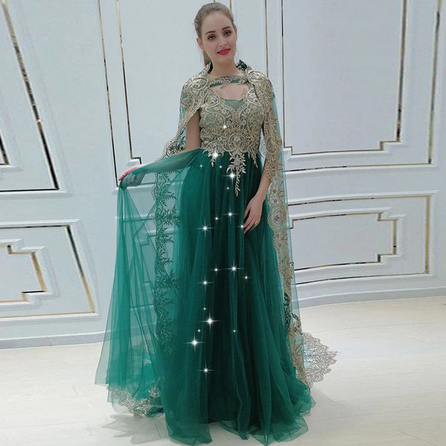 

Vintage Sequined Prom Dress abiti da cerimonia da sera Formal High Quality A-line Evening Dresses with Long Shawl Zipper Back