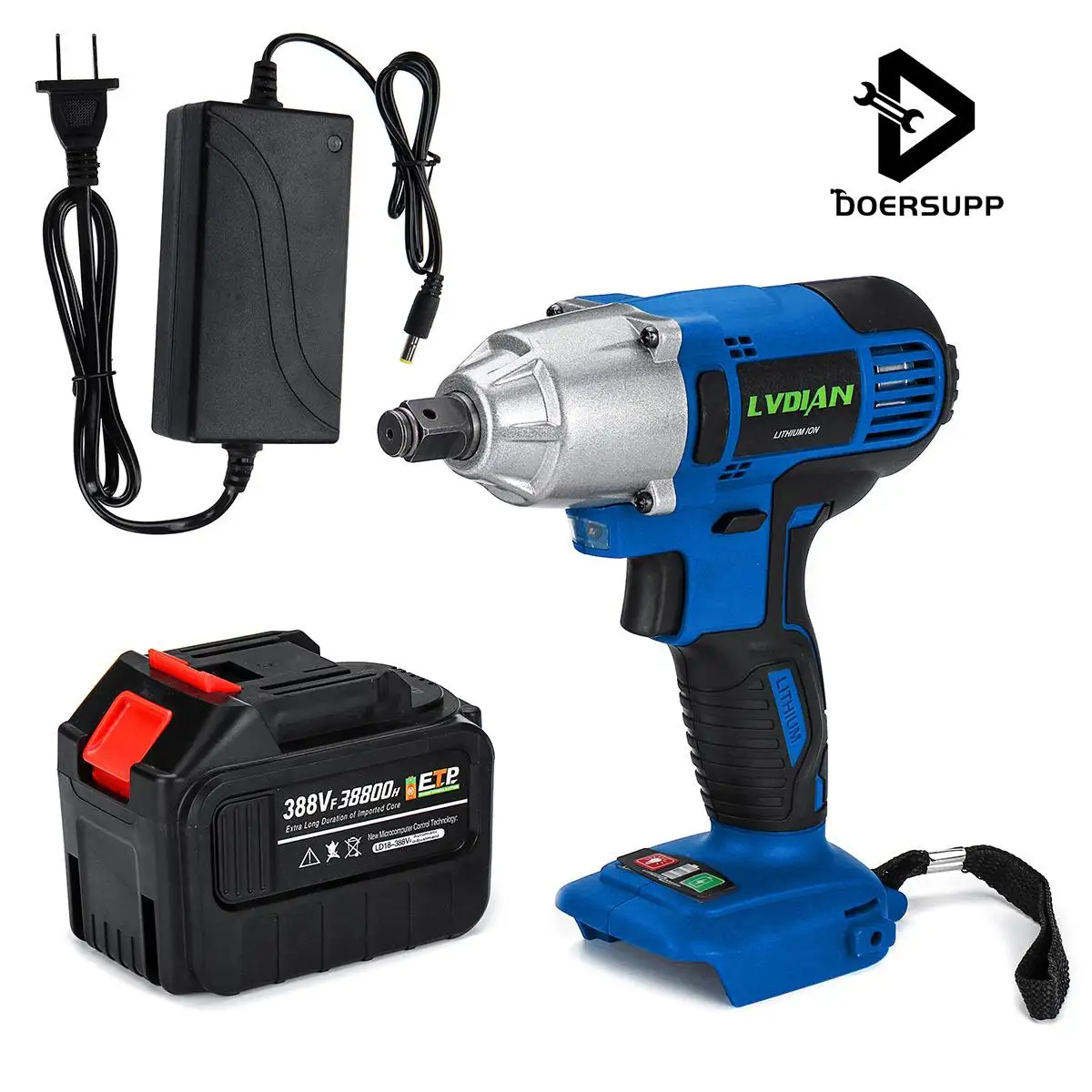

38800mah Electric Drill 388VF Cordless Electric 1/2'' Cordless Impact Wrench Driver 110-220V 330Nm Power Drill Battery Drill