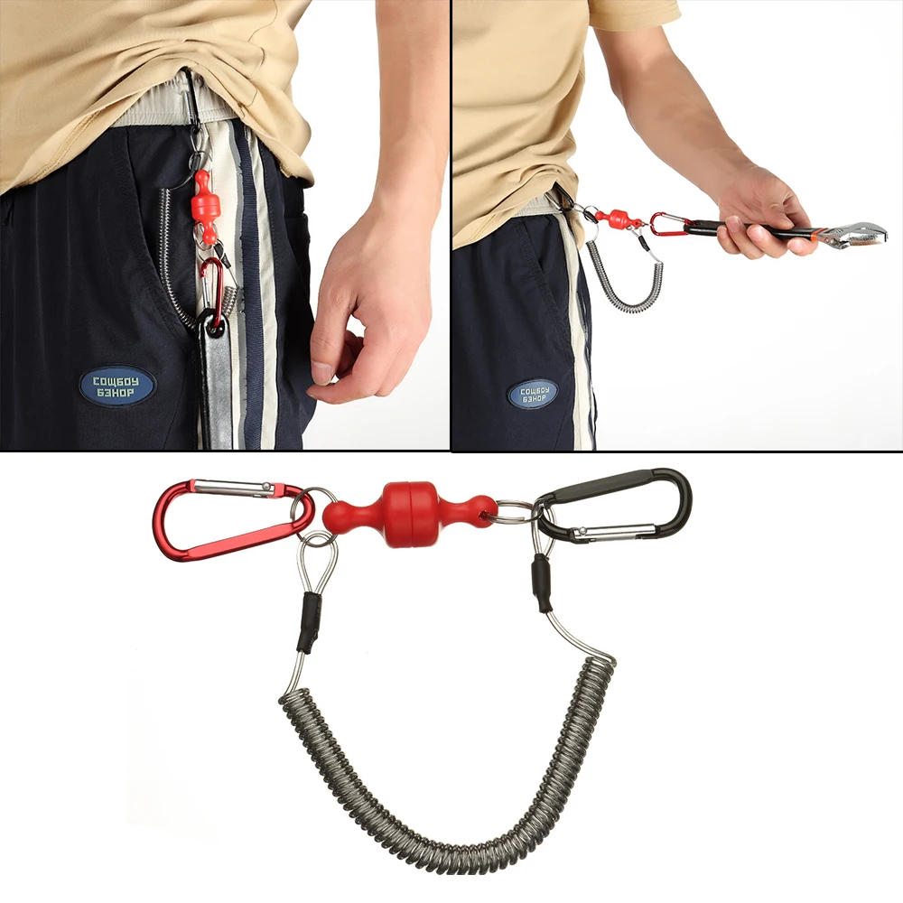 

Hot New Fishing Strong Lanyards Magnetic Quick Release Clips Net Holder with Fishing Coil Lanyard Aluminum Carabiner Hiking Tool
