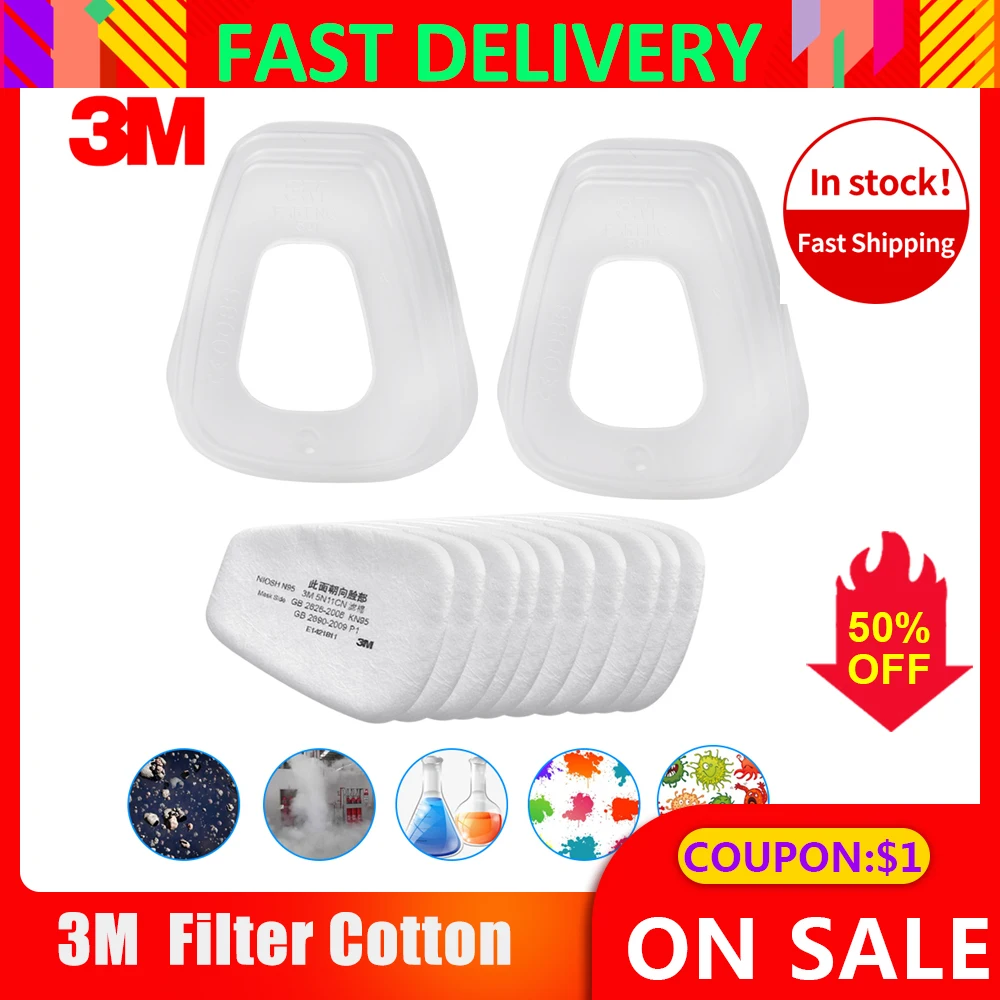 

3m 10pcs 5N11 Particulate Cotton Filter Face Gas Mask Filter Paper Anti Haze Mouth Mask Anti Dust Mask Filter Paper Health Care