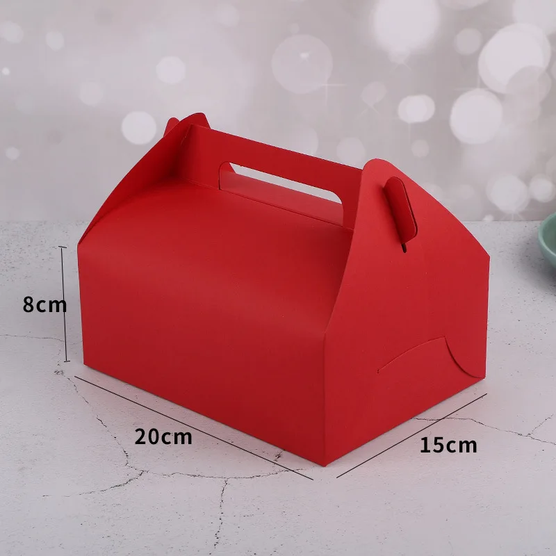 10Pcs Red Kraft Paper Cake Boxes with Handle, Bakery Packaging Gift Containers for Cupc... - SKU KPCB1456 - UGI Packaging