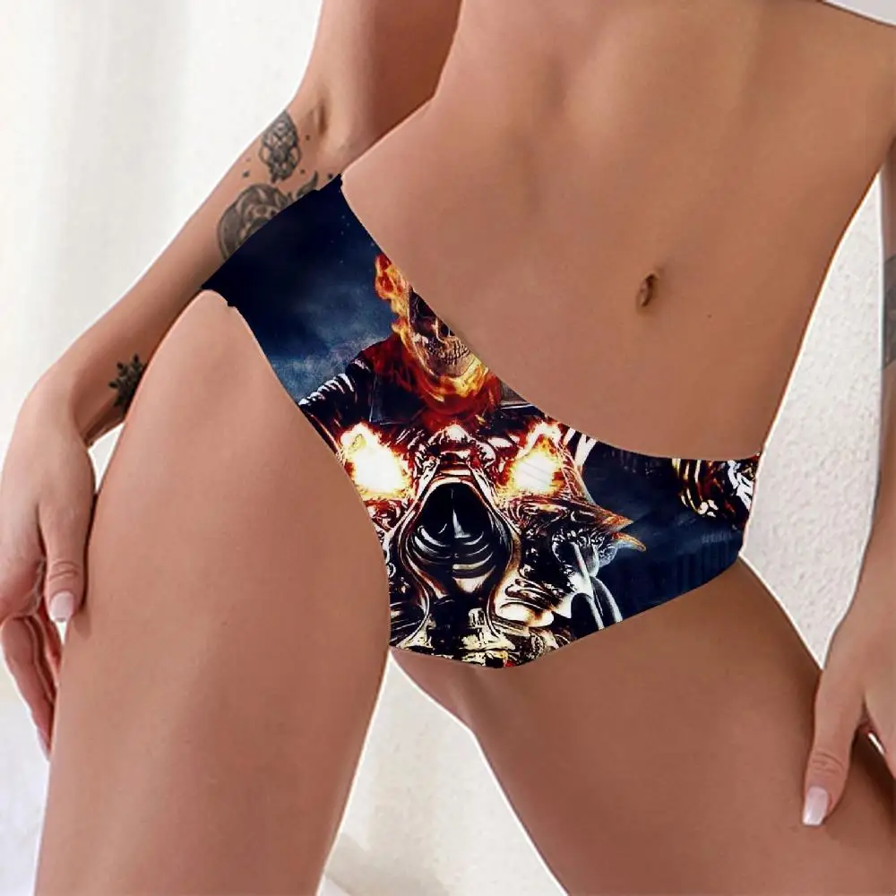 KYKU/брендовые трусики с рисунком черепа женские панковские Psychedelic Tanga Hat нижнее