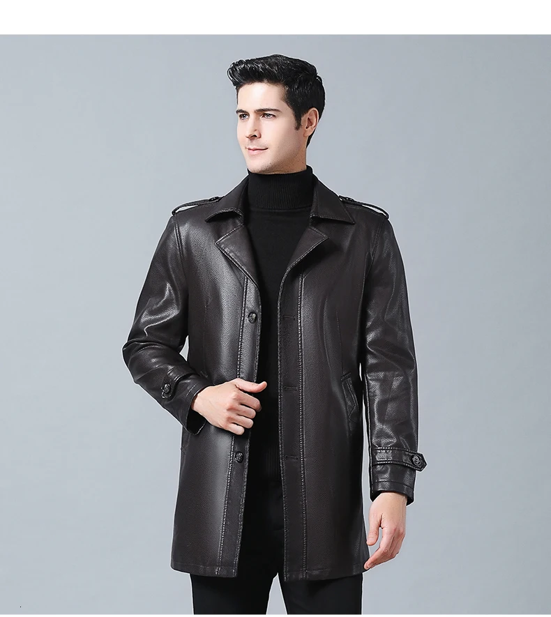 8XL 6XL 5XL 4X Men's leather jacket autumn and winter new handsome middle-aged Slim casual fashion long coat leather jacket