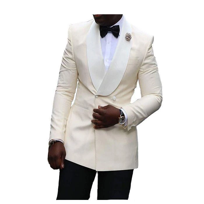 

Double-Breasted Wedding Tuxedos Slim Fit Suits For Men Groomsmen Suit Two Pieces Cheap Prom Formal Suits (Jacket+Pants+Tie)